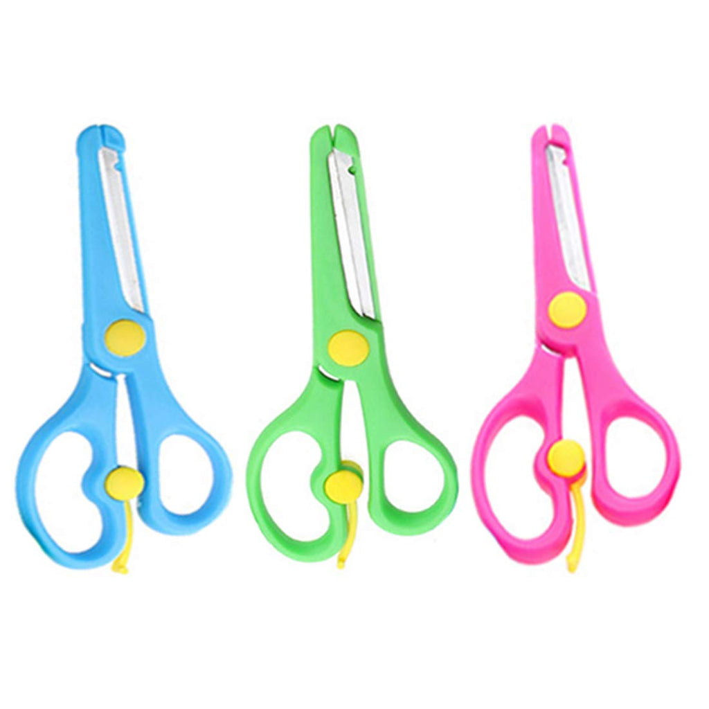  [AUSTRALIA] - 3 Pack Plastic Scissors for Kids,Colorful Safety Craft Scissors Pre-School Training Scissors Cutting Tools Paper Craft Supplies Green/Orange/Blue