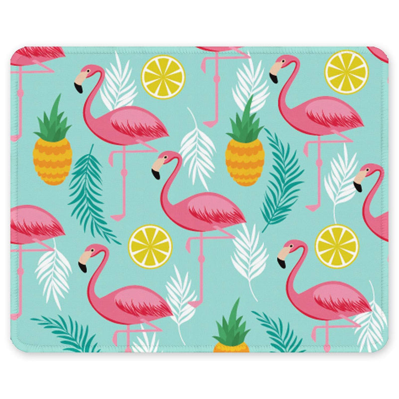  [AUSTRALIA] - Auhoahsil Mouse Pad, Square Flamingo Design Anti-Slip Rubber Mousepad with Durable Stitched Edges for Gaming Office Laptop Computer PC Men Women, Cute Custom Pattern, 11.8 x 9.8 Inch, Tropical Style Pineapple and Flamingo