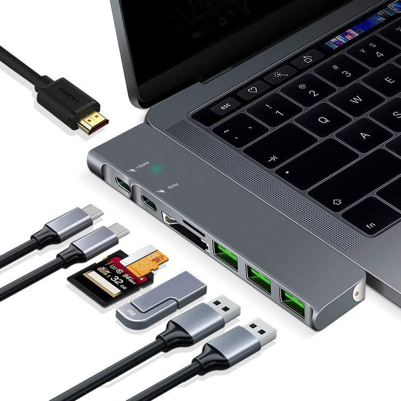 OKUT USB C Hub MacBook Pro Adapter - Type C Hub with Ethernet Port, 4K USB C to HDMI, 2 USB 3.0 Ports,SD/TF Card Reader, USB-C Power Delivery, Portable for Mac Pro and Other Type C Laptops (HUB-802) - LeoForward Australia