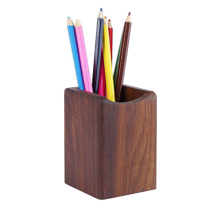 SIPLIV Wooden Pen Holder Natural Wood Storage Box for Pen Collection Desk Supplies Organizer Gift for Desk Office Classroom Home, Black Walnut - LeoForward Australia