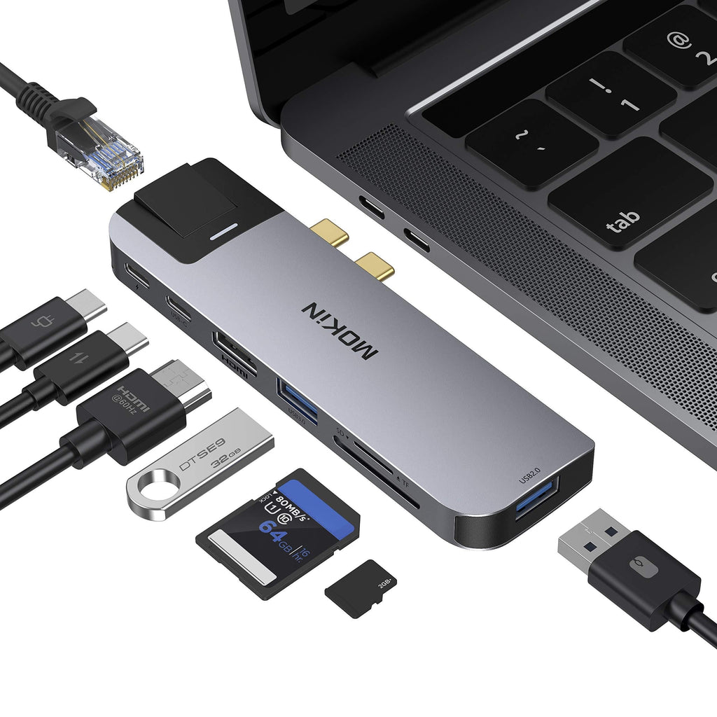 MacBook Pro USB Adapter, USB C Multiport Adapter Hub Mac Dongle for MacBook Pro/Air with 4K HDMI Port, Gigabit ethernet, 2 USB, TF/SD Card Reader, USB-C 100W PD and Thunderbolt 3 - LeoForward Australia