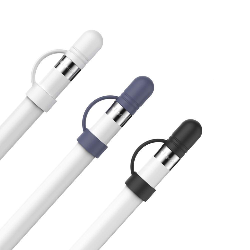 AhaStyle 3 Pack Cap Replacement Holder with Anti-Lost Strap Silicone Protective Cap Cover for Apple Pencil 1st Generation(White, Black, Midnight Blue ) White, Black, Midnight Blue - LeoForward Australia