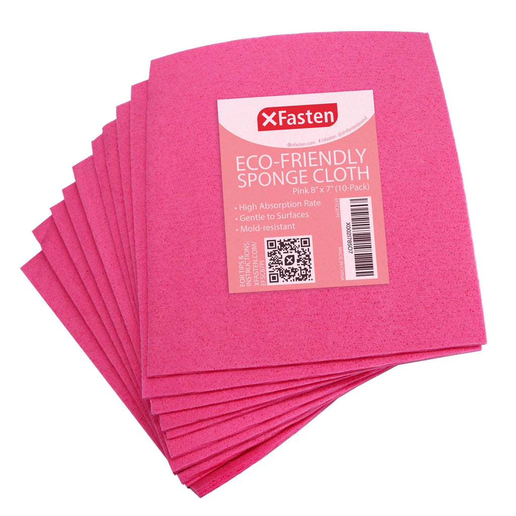  [AUSTRALIA] - XFasten Eco-Friendly Swedish Sponge Dish Cloth, 10-Pack 8-Inch by 7-Inch (Pink), Reusable Cellulose Sponge Cleaning Cloth | Paper Towel Replacement Washcloth Pink