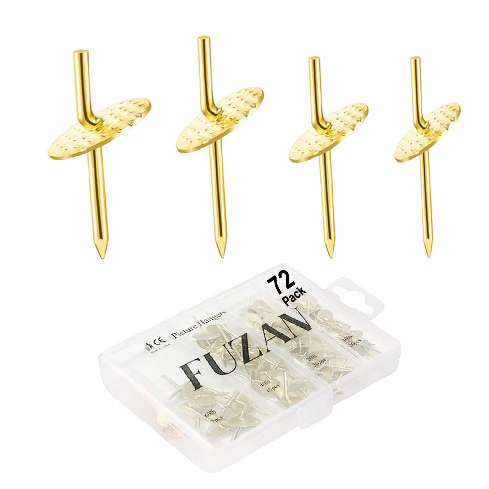  [AUSTRALIA] - 72 pcs Picture Hangers with Different Sizes, Assorted One Step Hangers, Iron Alloy Nail Hooks, Professional Plaster Picture Hanging Kit on Wooden/Drywall Hanging Hardware for Clock,Mirror,Jewelry