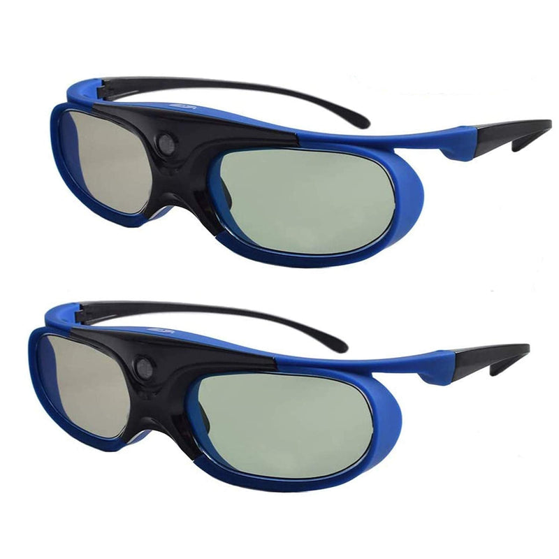  [AUSTRALIA] - Active Shutter 3D Glasses, Cocar 3D DLP Link Glasses Rechargeable 3D Eyewear for Acer ViewSonic BenQ Optoma Cocar Toumei Philips Panasonic Vivitek Dell 3D Projectors Blue Color - Pack of 2