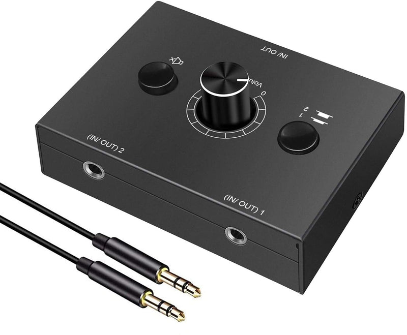  [AUSTRALIA] - 3.5mm Stereo Audio Switch Audio Switcher Passive Speaker Headphone Manual Selector Splitter Box Audio Sharing Bi-Directional 3.5mm Switch 2 Port