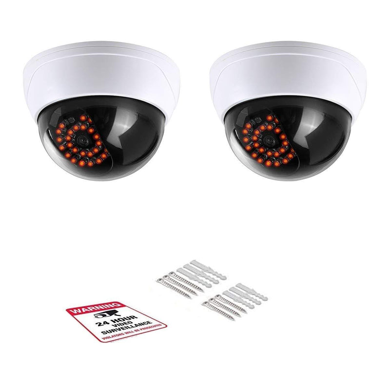  [AUSTRALIA] - Simulated Surveillance Cameras, Dummy Security Camera, Fake Cameras CCTV Surveillance Systemwith Realistic Simulated LEDs,for Home Security Warning Sticker Outdoor/Indoor Use (2pack) 2 Count (Pack of 1)