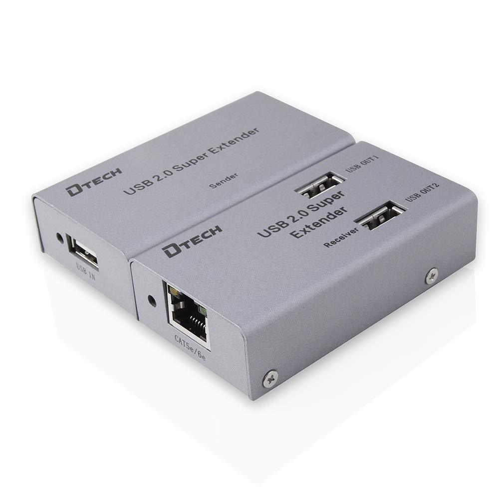  [AUSTRALIA] - DTECH 50m Multiport USB Extender Over Ethernet Cat5 Cat6 Cable up to 164 ft Extension with 4 USB Expansion Port Data Hub Power Adapter for Camera Webcam Computer External Hard Drive Keyboard Mouse