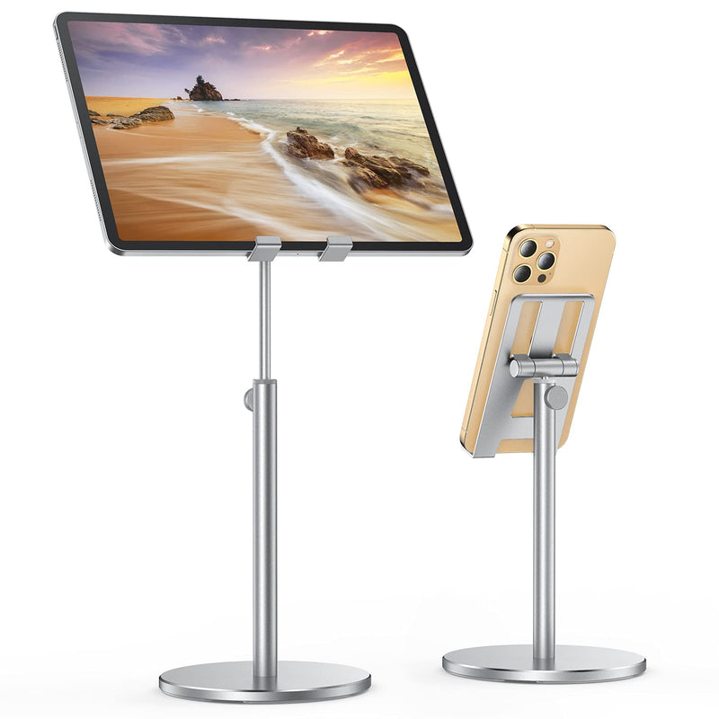  [AUSTRALIA] - LISEN Tablet Stand, Upgraded Stable iPad Stand Holder All Aluminum Alloy, Angle Height Adjustable iPad Holder for Desk Case Friendly for 4.7"-12.9" Phones/iPad/Tablets/Switchs/Kindles/E-Reader-Silver Silver