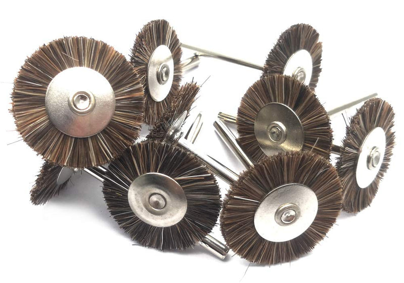  [AUSTRALIA] - NGe 10Pcs 25mm(1INCH) Horsehair Buffing Polishing Wheel Set with 3mm Shank, Jewelry Polishing Buffing Wheels