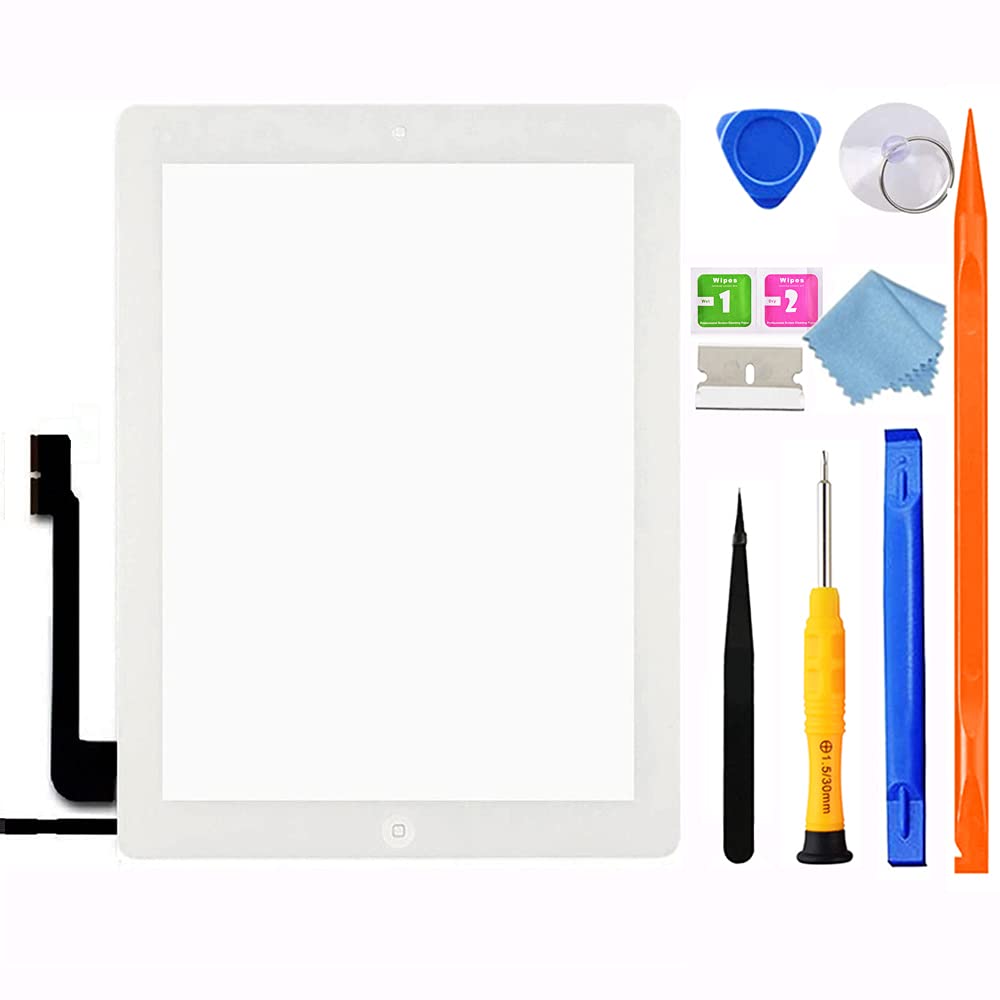 [AUSTRALIA] - GoodFixer for iPad 4 Screen Replacement, A1458 A1459 A1460 Digitizer, iPad 4th Generation Touchscreen Assembly Kits + Bezel Frame White