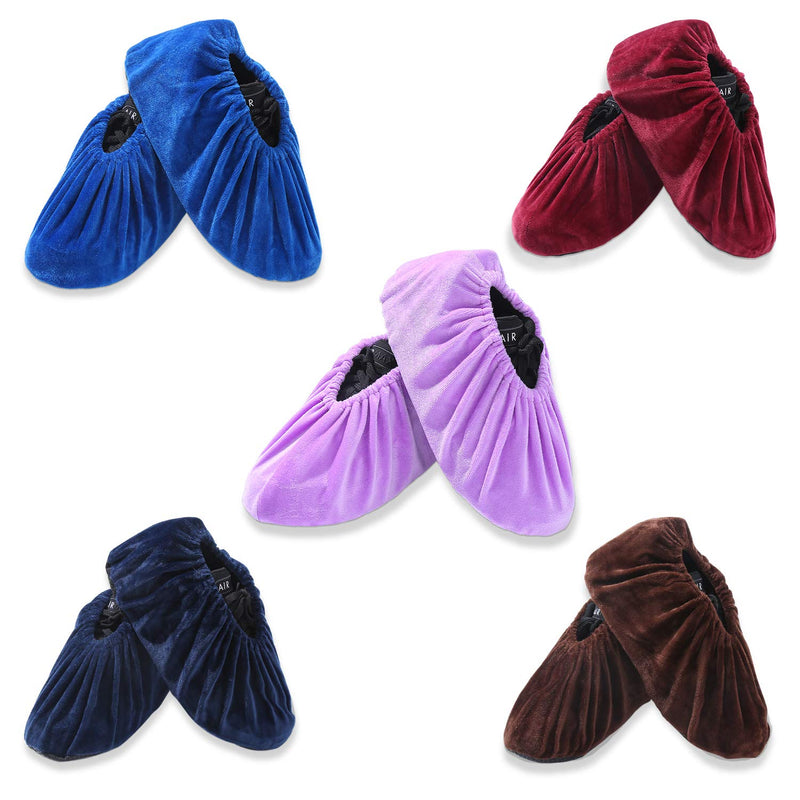  [AUSTRALIA] - 5 Pairs Reusable Non Slip Shoe Covers, Premium Soft Washable Thickened Boot Shoe Covers for Household, Office, Laboratory