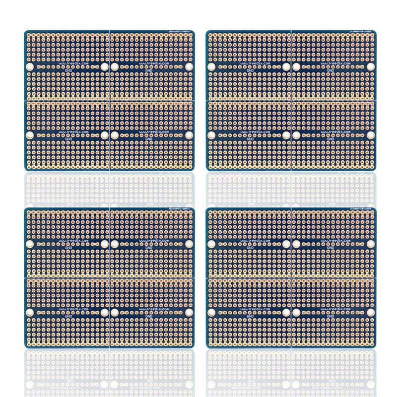 Treedix 4 pcs Universal Board Solderable BreadBoard Split Design PCB Prototype Shield Board Double Sided Tinned Gold Plated Holes Compatible with Arduino Kit Raspberry Pi Prototyping and Testing - LeoForward Australia