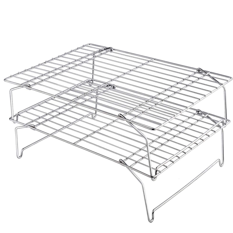  [AUSTRALIA] - TeamFar Cooling Rack, 15”x10” Stainless Steel Wire Baking Rack for Roasting Broiling Cooking, Dishwasher & Oven Safe, Non-Toxic & Healthy, Sturdy & Stable, Stackable & Flexible – 2 Tiers