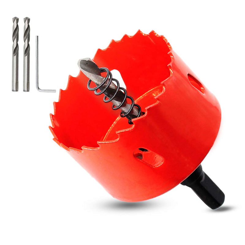  [AUSTRALIA] - Hordion 60mm/2 3/8" Hole Saw Bi-Metal Saw Drilling Tool with Twist Drill Bit & L Hex Wrench for Cornhole Boards Wood Plasterboard Plywood Plastic 60mm / 2 3/8" Red