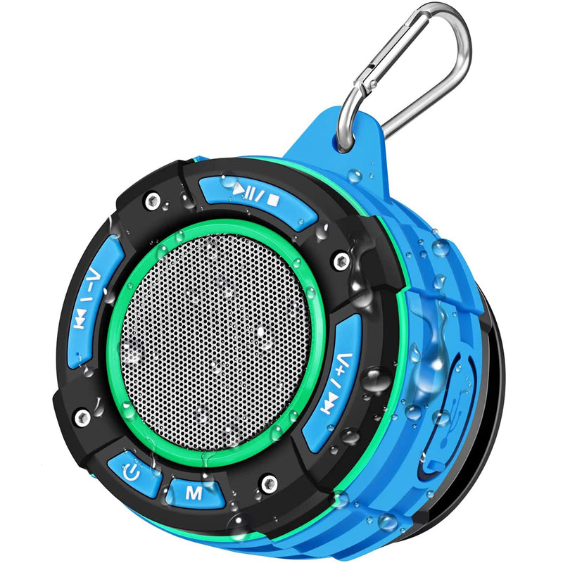 BassPal IPX7 Waterproof Bluetooth Shower Speaker, Portable Bluetooth Speaker with Loud HD Sound, LED Light Show, FM Radio, Suction Cup, Sturdy Hook, Wireless Speaker for Sports Home Pool Beach Hiking - LeoForward Australia