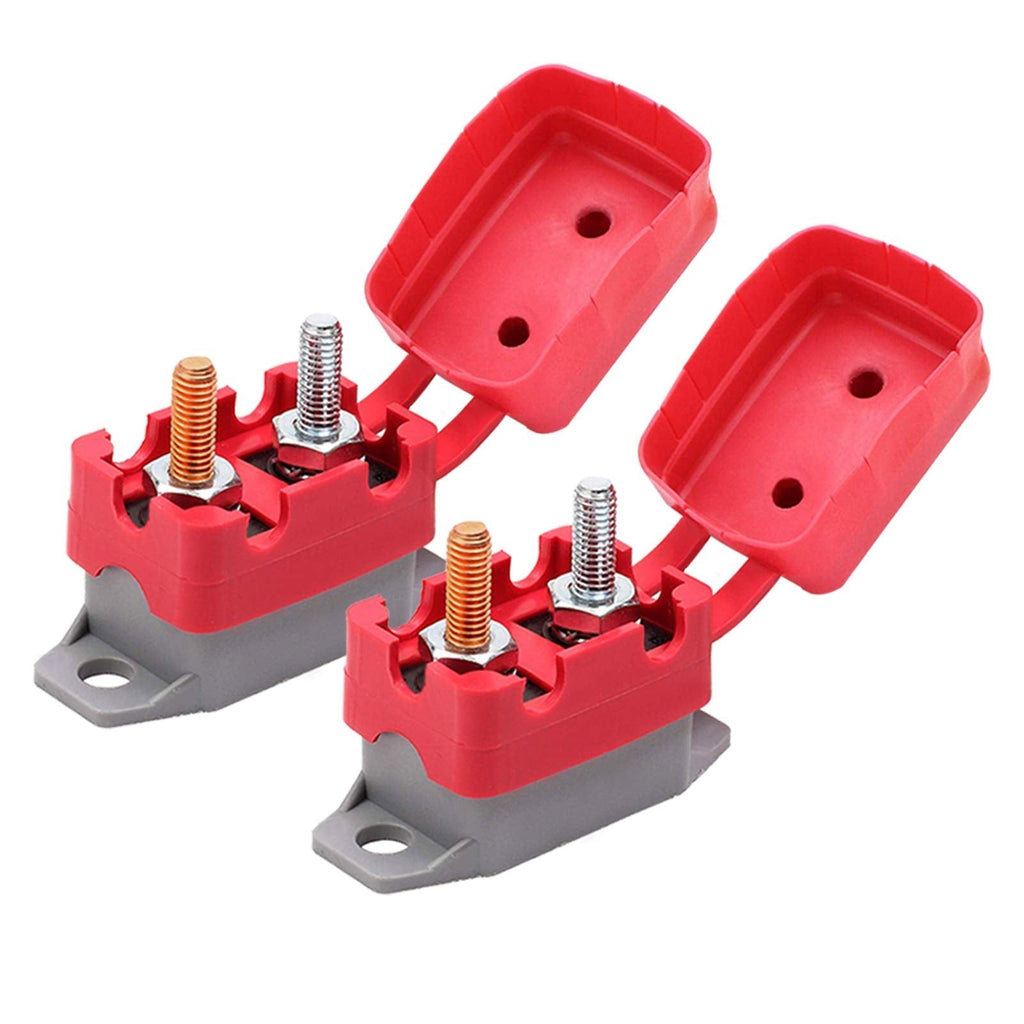  [AUSTRALIA] - Ampper DC 12V - 24V Automatic Reset Circuit Breaker with Cover Stud Bolt for Automotive and More (5A, 2Pcs) 5 Amp