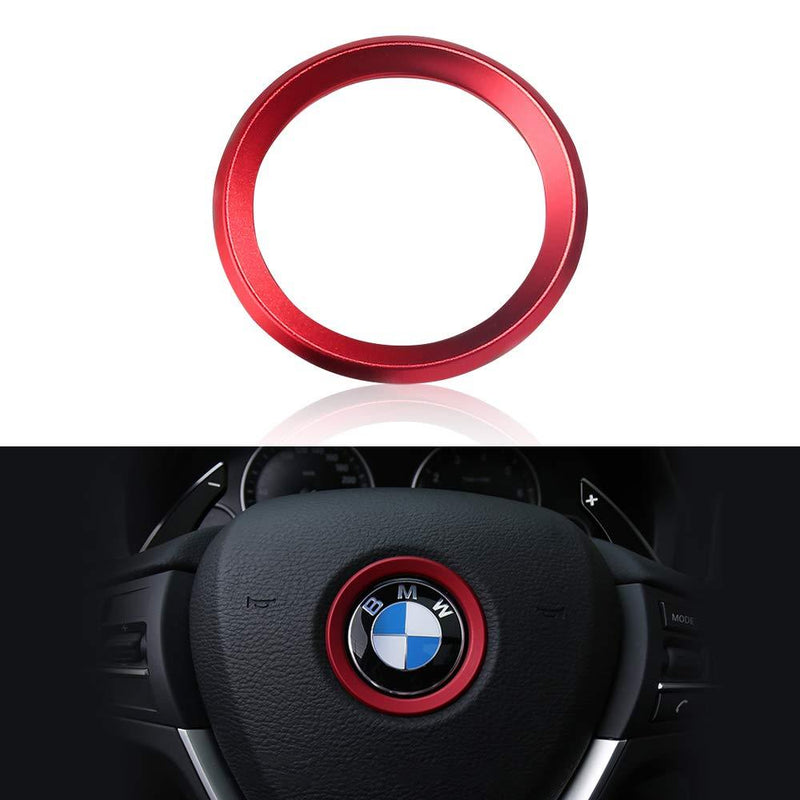 LECART Steering Wheel Emblem Badge Logo Cover Trim Circle Ring Center Decor Logo Decoration Interior Accessory for BMW 1 2 3 5 7 Series X1 X 3 X 5 X6 Z3 Z4 i3 i8 E30 E34 E36 E39 (Red) Red - LeoForward Australia