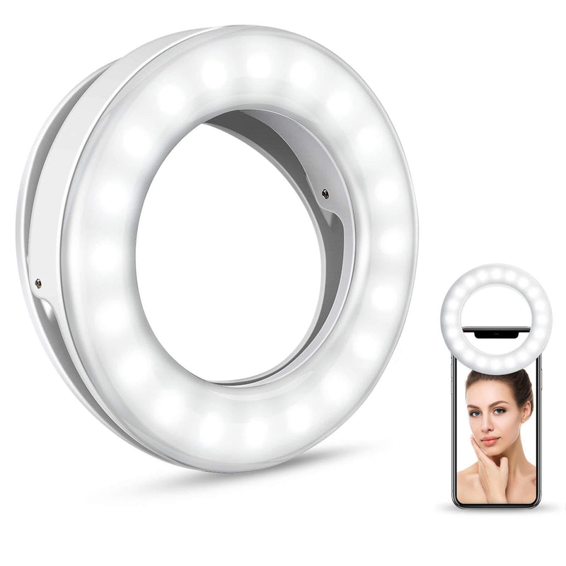  [AUSTRALIA] - Selfie Ring Light, Rechargeable Selfie Fill Light with Retaining Clip On, Video Conference Light for Phone, Laptop, Zoom Meeting, Make up