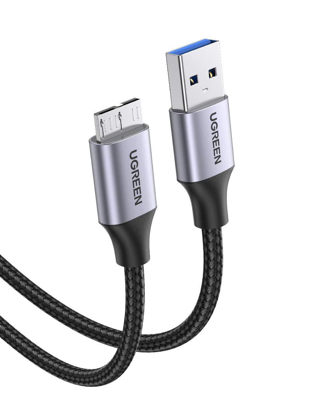 UGREEN USB 3.0 Micro Cable A-Male to Micro-B Micro USB Charging Cable Nylon Braided External Hard Drive Cable Compatible with Samsung Galaxy S5, Note 3, Note Pro 12.2, Toshiba, WD Camera, etc 1.5 FT - LeoForward Australia