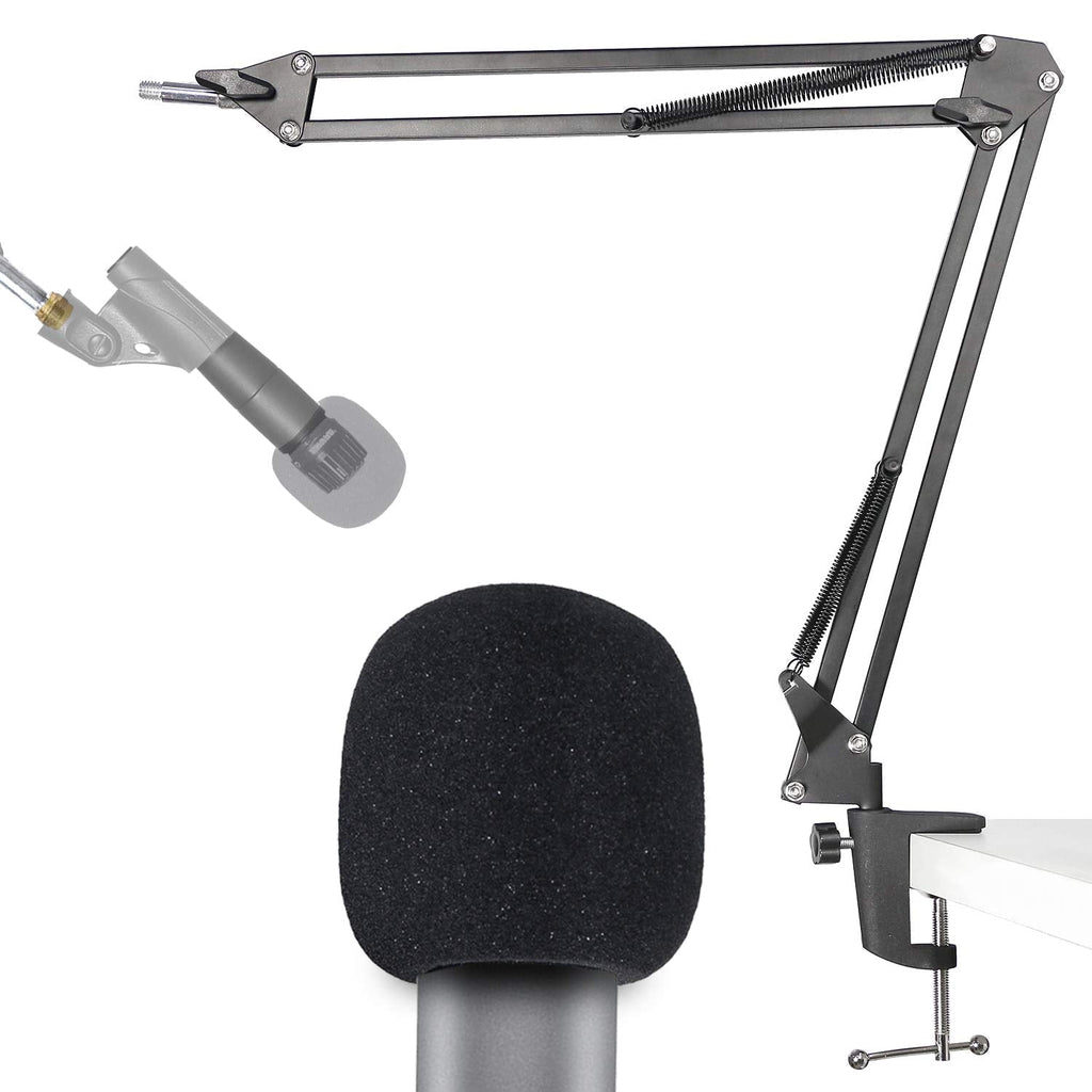  [AUSTRALIA] - SM58 Mic Stand with Windscreen - Microphone Boom Arm Stand with Foam Cover Pop Filter for SM58S SM58-LC Dynamic Vocal Microphone by YOUSHARES