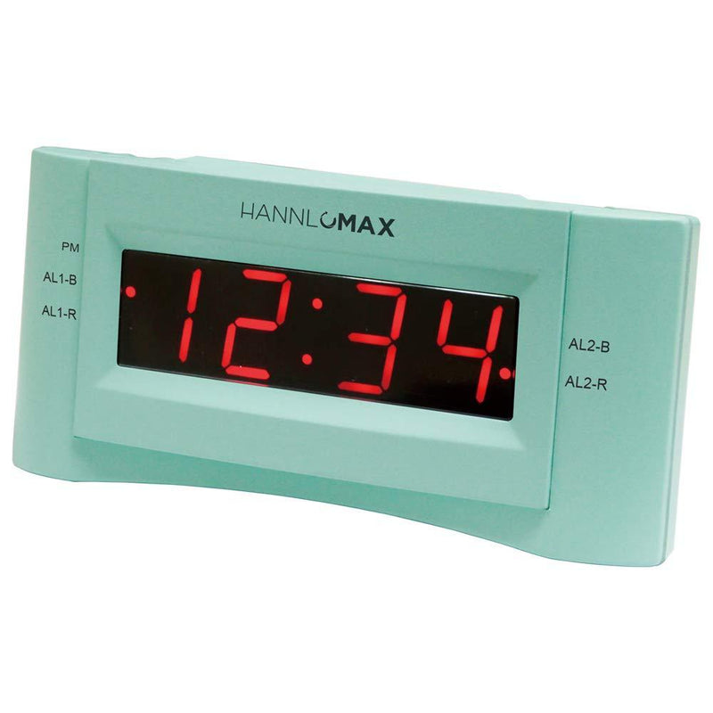 HANNLOMAX HX-136CR Alarm Clock Radio, PLL FM Radio, Dual Alarm. 0.9 inches Red LED Display, USB Port for 1A Charging (Green) - LeoForward Australia
