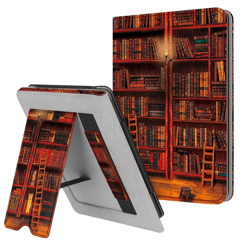  [AUSTRALIA] - Fintie Stand Case for 6" Kindle Paperwhite (Fits 10th Generation 2018 and All Paperwhite Generations Prior to 2018) - Premium PU Leather Sleeve Cover with Card Slot and Hand Strap, Library Z-Library