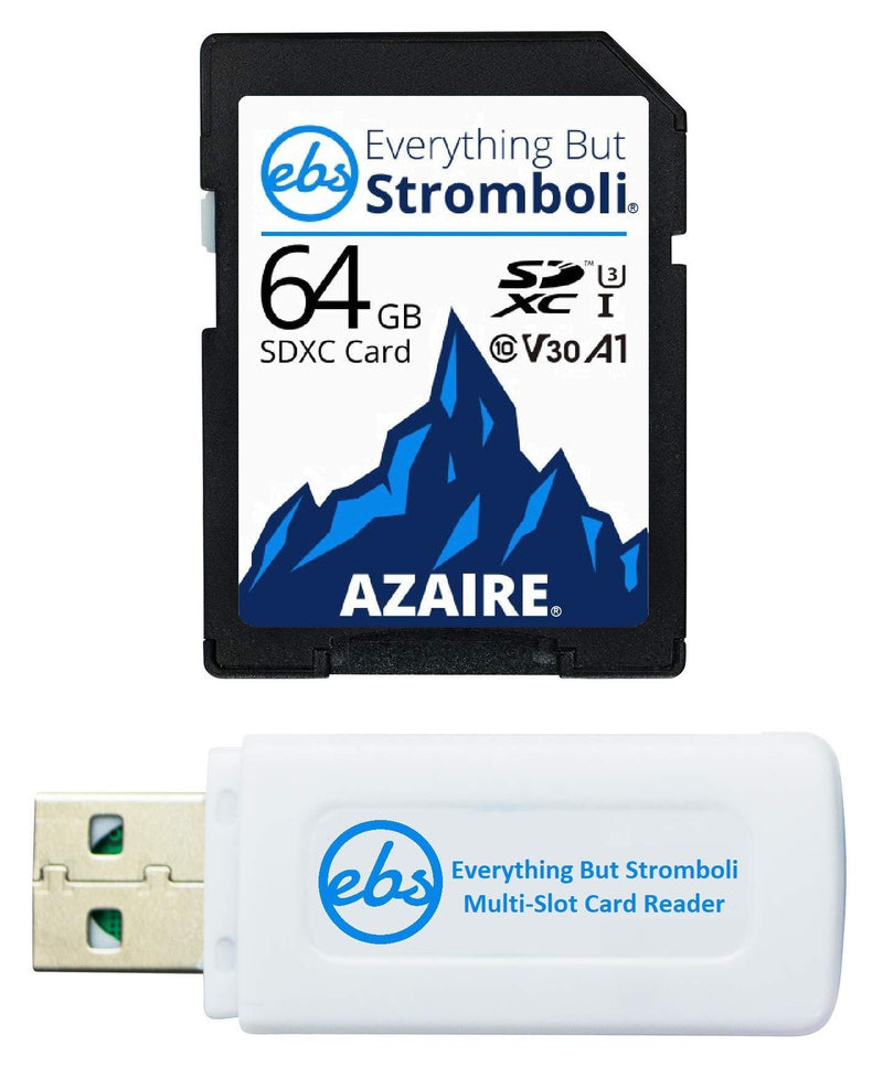 Everything But Stromboli 64GB SD Card Class 10 UHS-1 U3 Speed C10 V30 64G SDXC Memory Card for Compatible Camera, Computer, Video Camcorder Bundle with (1) SD & Micro Card Reader 64GB 1 Pack with Reader - LeoForward Australia