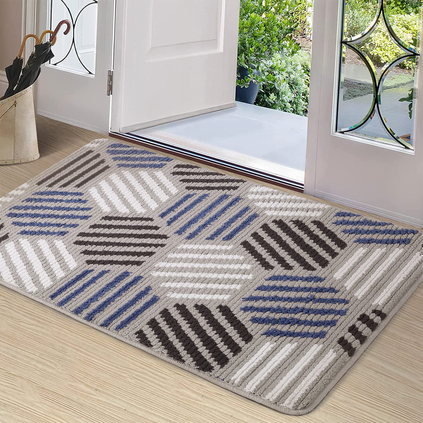 Indoor Doormat Entryway Door Mat, Non Slip Absorbent Mud 20''x32'' Grey