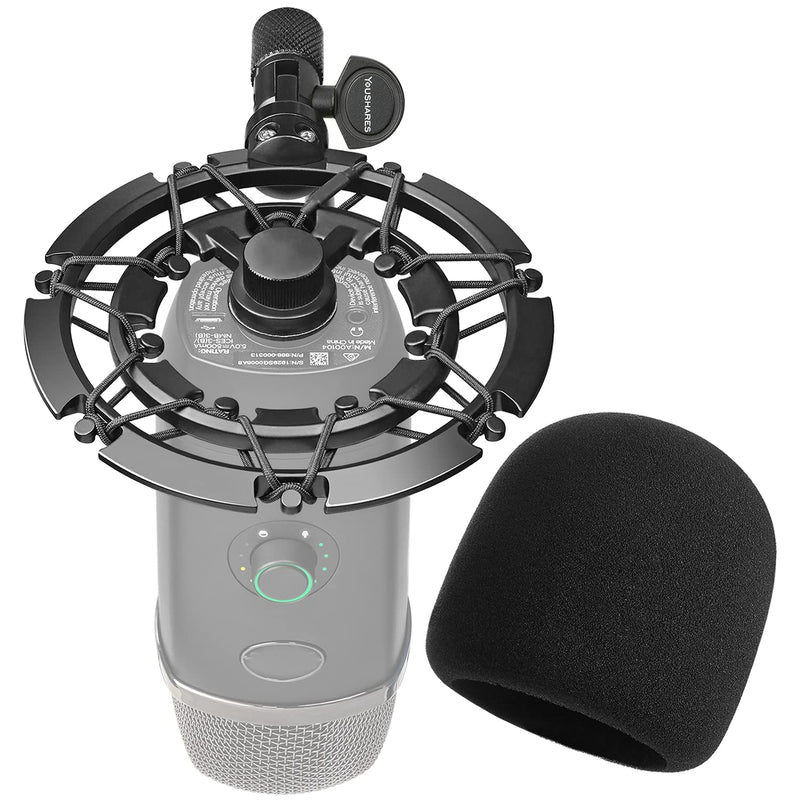  [AUSTRALIA] - YOUSHARES Blue Yeti X Shock Mount with Pop Filter, Alloy Shockmount with Foam Windscreen Reduces Vibration and Shock Noise Matching Boom Arm Mic Stand, Designed for Blue Yeti X Microphone Shock Mount with Windscreen