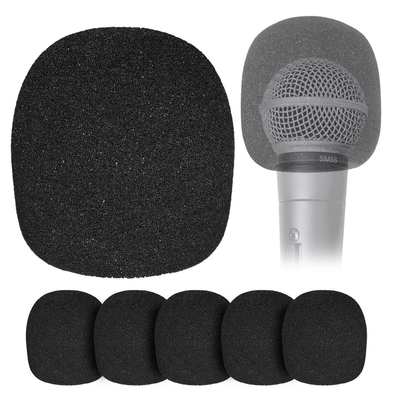  [AUSTRALIA] - Windscreen Foam Cover for Ball-Type Microphone - 6 Pack Mic Foam Pop Filter for Handheld Mics to Reduce Plosive Wind Noises by YOUSHARES black