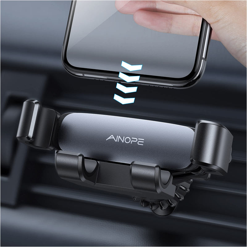  [AUSTRALIA] - AINOPE Car Phone Holder Mount, 2021 Upgraded Gravity Phone Holder for Car Vent with Upgraded Hook Clip Auto Lock Hands Free Air Vent Cell Phone Car Mount Compatible with 4-7 inch Smartphone