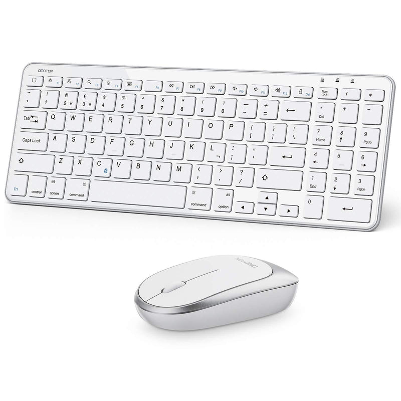 OMOTON iPad Keyboard and Mouse, Bluetooth Keyboard and Mouse(iPadOS 13 and Above) for iPad 8th/7th Generation10.2, iPad Air 4/3, iPad Pro 12.9/11, and Other Bluetooth Enabled Devices, White Silver - LeoForward Australia