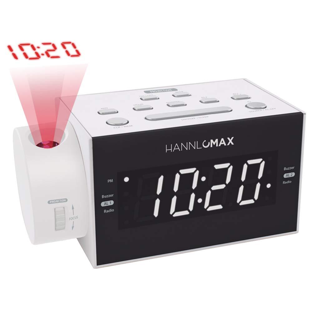 HANNLOMAX HX-109CR PLL FM Radio, Clock with Dual Alarm, Time Projection, 1.2 inches LED Display, USB Port for 1A Charging, Aux-in, AC/DC Adaptor Included. (White) - LeoForward Australia