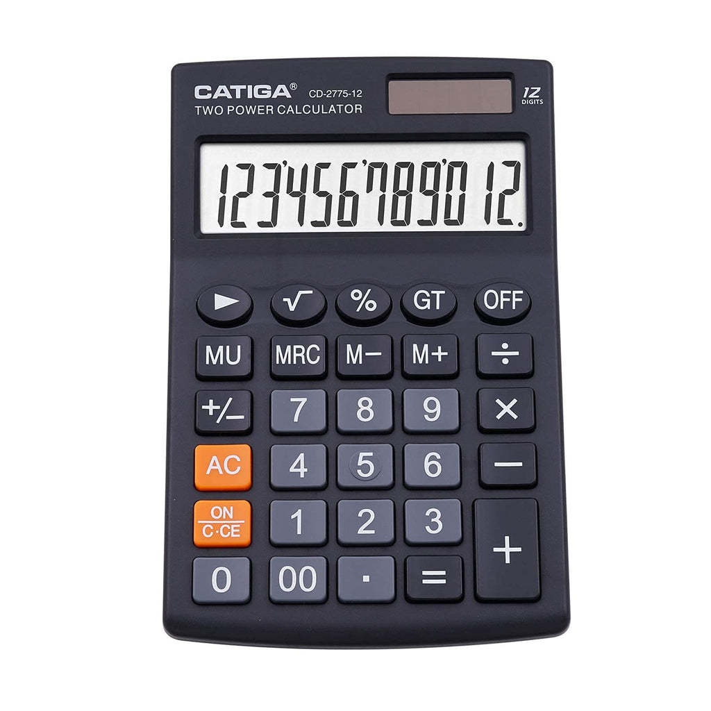  [AUSTRALIA] - Desktop Calculator with 12 Digit LCD Display Screen, Home or Office Use, Easy to Use with Clear Display/Memory Functions, CD-2775 Black