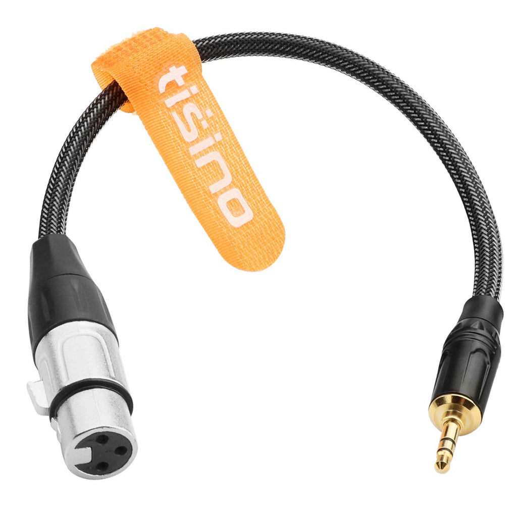  [AUSTRALIA] - TISINO XLR to 3.5mm Balanced Cable Adapter, Gold-Plated XLR Female to 1/8 inch Mini Jack Aux Mono Audio Cord for Shotgun or Condenser Microphones - 1ft