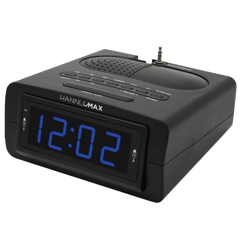 HANNLOMAX HX-143CR Alarm Clock Radio, PLL AM/FM Radio, 0.9" Blue LED Display, Aux-in - LeoForward Australia