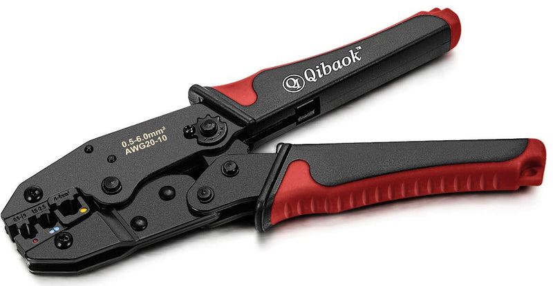  [AUSTRALIA] - Wire Crimper Tool Qibaok Ratcheting Insulated Wire Terminal Connectors Crimping Tool for AWG20-10 Crimping Tool For Insulated Nylon Connectors