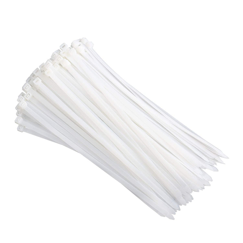  [AUSTRALIA] - Pasow Cable Zip Ties Heavy Duty Self-Locking Nylon Wire Ties for Cables, Pack of 100 (12 Inch, White) 12 Inch