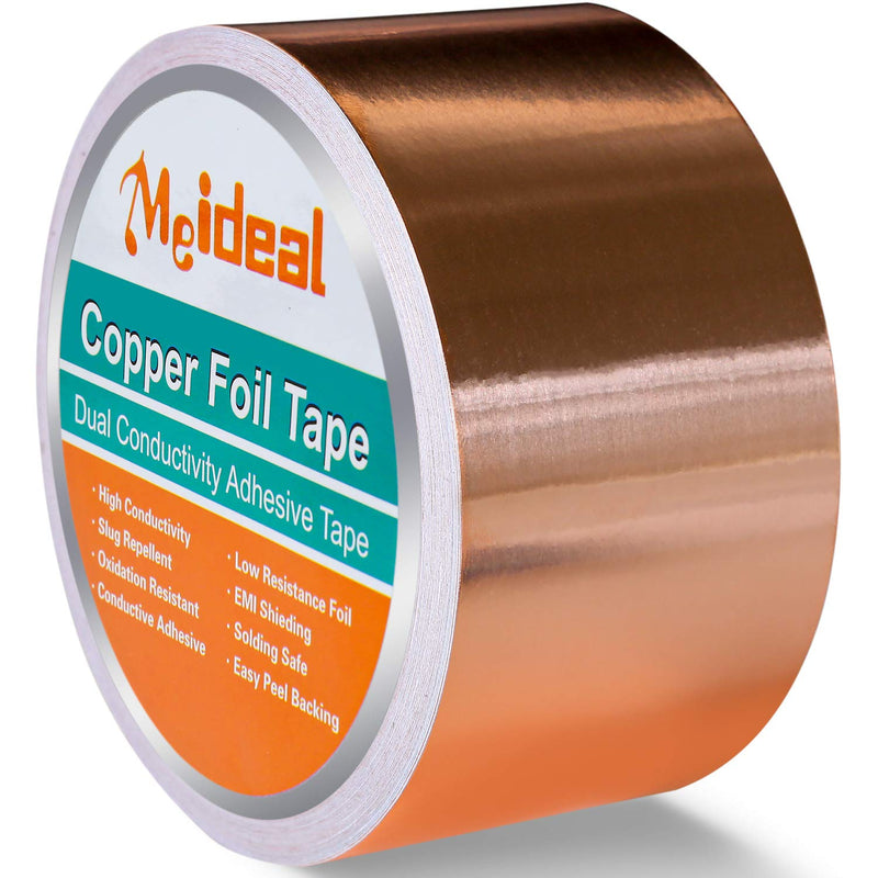  [AUSTRALIA] - Meideal Copper Foil Tape (2inch X 33 FT) with Dual Conductive Adhesive for Guitar and EMI Shielding, Electrical Repairs, Crafts, Garden, Stained Glass, Paper Circuits, Soldering, Grounding 2inch X 33 FT