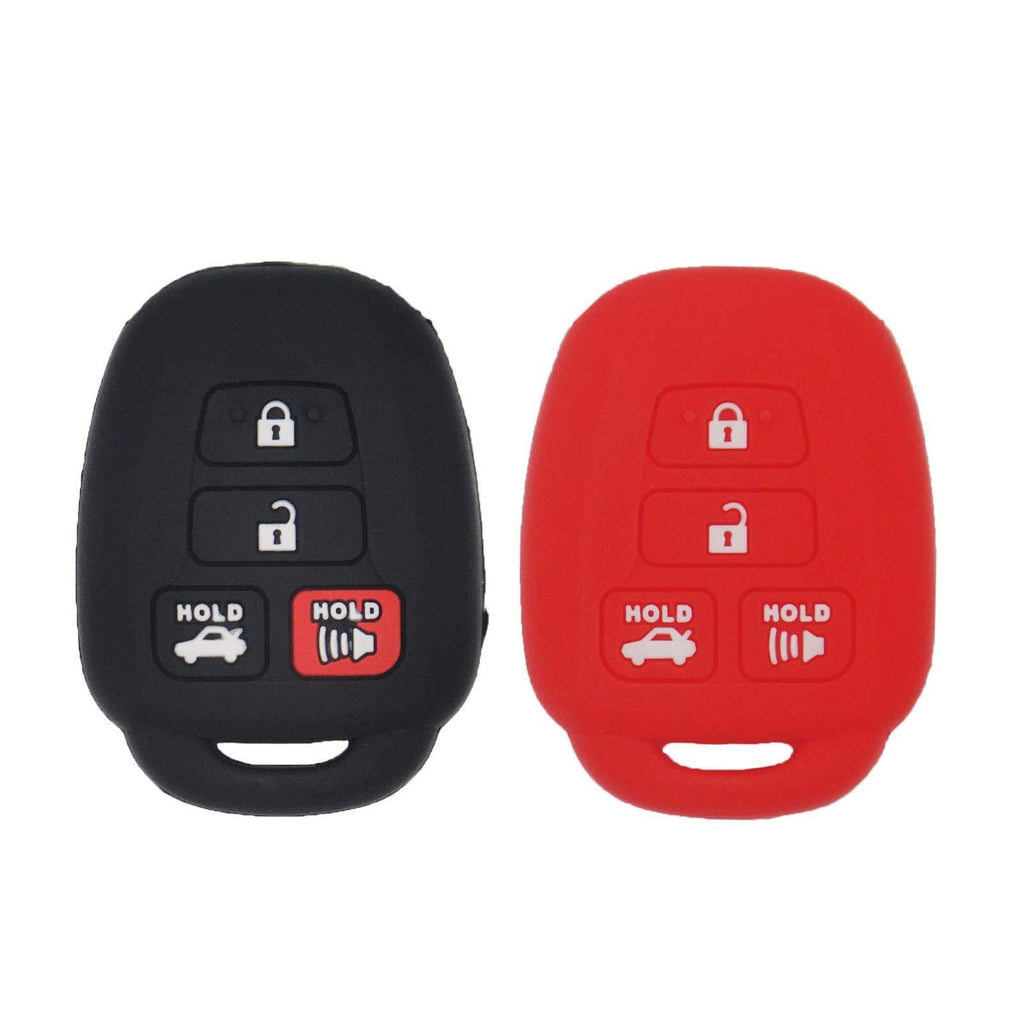 LemSa 2Pcs Rubber Silicone Key Fob Cover Remote Keyless Protector Bag Holder for Toyota Camry Avalon Corolla RAV4 Highlander Venza HYQ12BDM, Black Red - LeoForward Australia