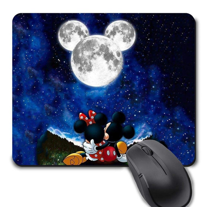  [AUSTRALIA] - Rectangle Gaming Mouse Pad, Cute Mouse Pad with Mickey Minnie Mouse Moon Design Mousepad Mouse Mat with Non-Slip Rubber Base（9.5 x 8 inch）