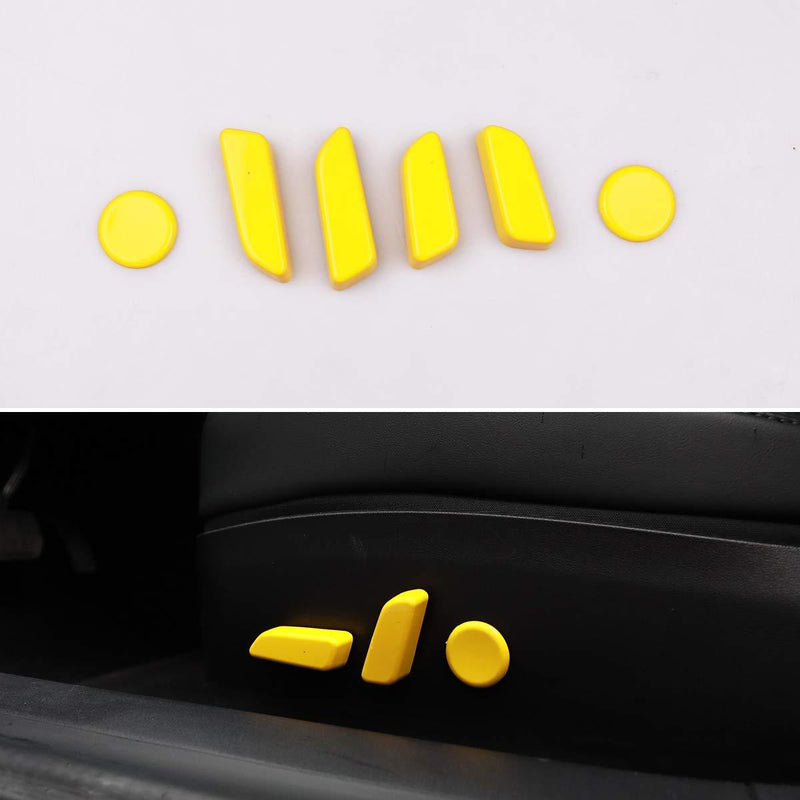  [AUSTRALIA] - Personalized Modification for Car Seat Button Cover Compatible with Model 3 & Y - Carbon Fiber Pattern (Yellow) Yellow