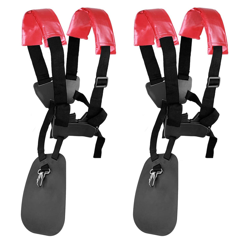  [AUSTRALIA] - WEIBOND Trimmer Shoulder Strap - Grass Trimmer Harness Strap, Comfort Strap Double Shoulder Garden, Brush Cutter Lawn Mower Nylon Belt （Black and Red 2PCS) Black Red_2pcs