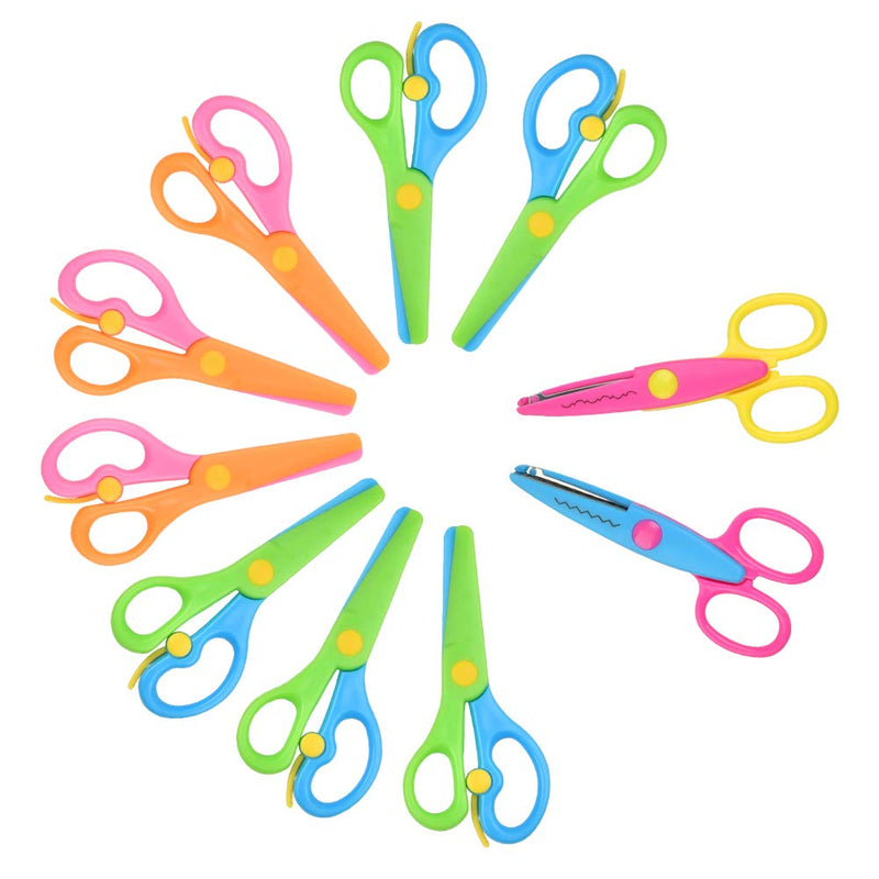  [AUSTRALIA] - YOTINO 10pcs Children's plastic safety scissors set Preschool Training Scissors for Children Art Craft Supplies(Multicolor)