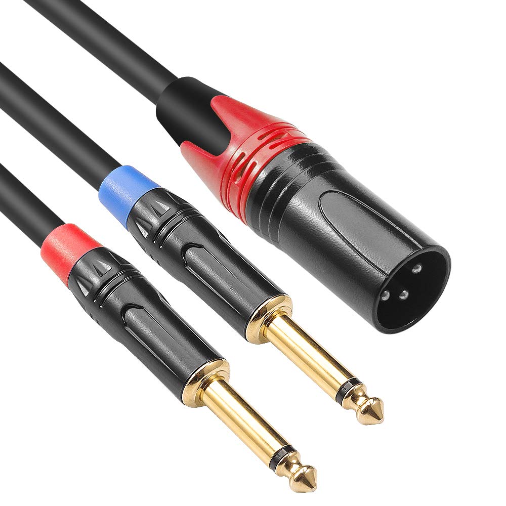  [AUSTRALIA] - DISINO Dual 1/4 inch to XLR Male Y Splitter Cable,Male XLR to Dual 6.35mm TS Mono Plug Microphone Audio Converter Adapter - 10 feet