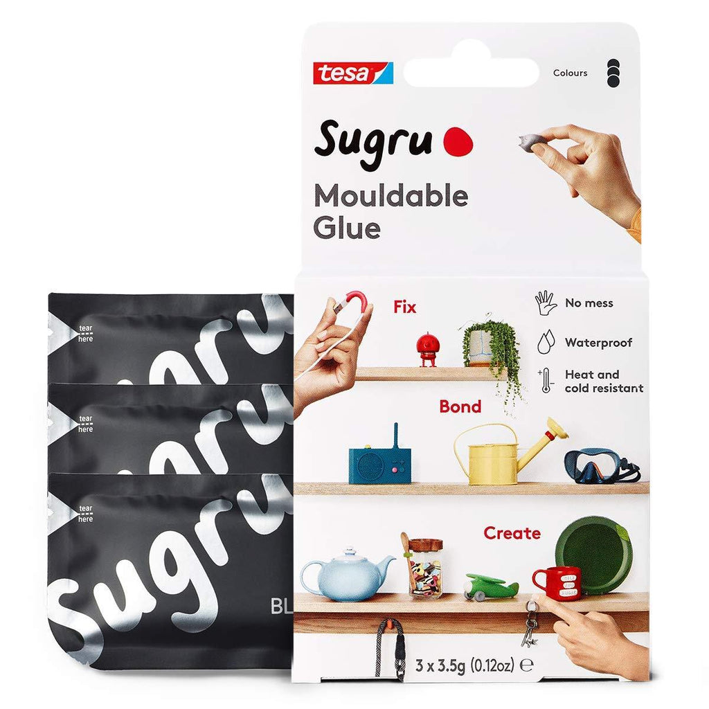 Sugru Moldable Multi-Purpose Glue for Creative Fixing and Making, 3-Pack, Black, 3 Piece - LeoForward Australia