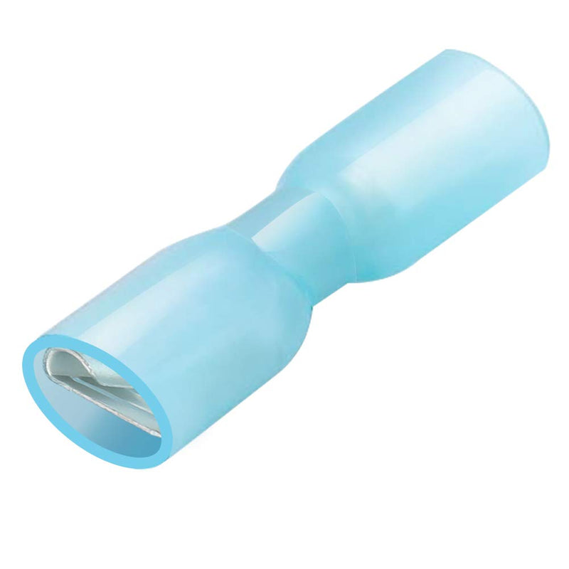  [AUSTRALIA] - AIRIC Heat Shrink Spade Connectors Female Blue Spade Connector Waterproof Terminals 100PCS 16-14AWG Electrical Wire Spade Terminals 0.250"(1/4) Wire Connectors 16-14 Gauge,FDFHTD2-250 Blue/16-14AWG Female Connectors