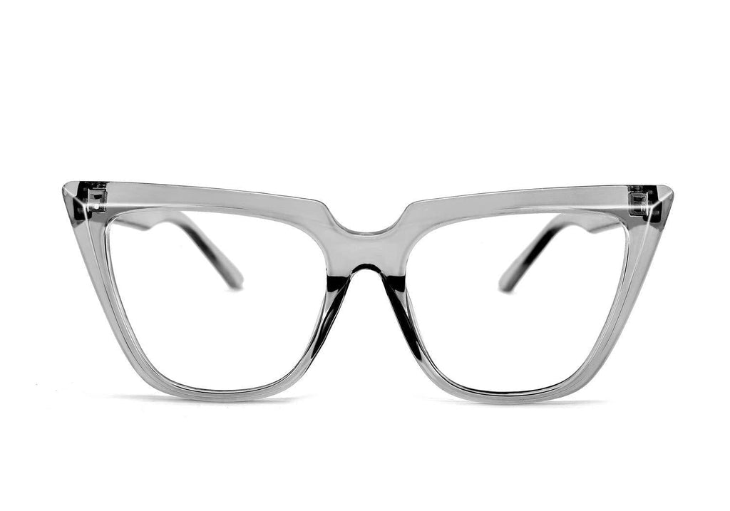 FEISEDY CHIC Cateye Large Frame Blue Light Blocking Eyewear Glasses with Clear Lenses Women B2619 Grey - LeoForward Australia