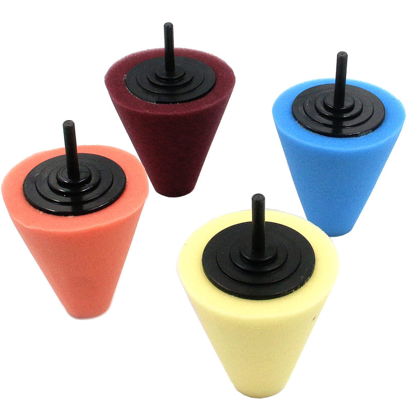  [AUSTRALIA] - Bitray 4 PCS Conical Sponge Buffing & Polishing Cone for Automotive Car Wheel Hub Care, Metal Polish Buffing Foam Pad Sponge Polishing Wheel Tool